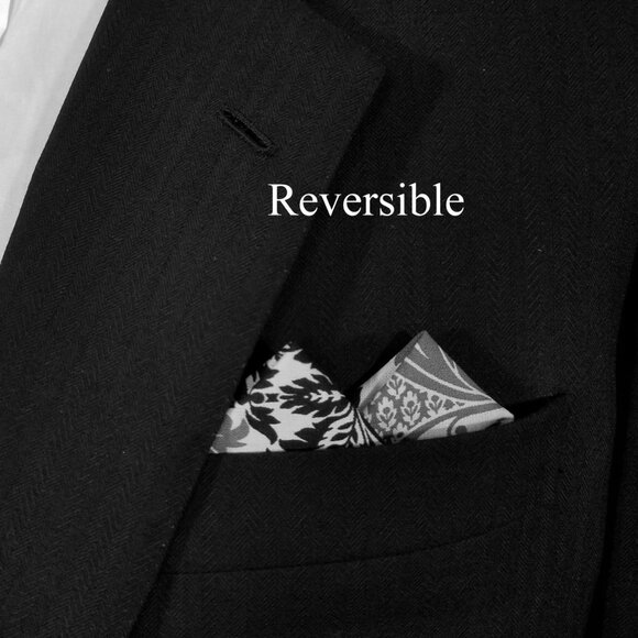 New - Black Floral Pre-Folded Pocket Square Handkerchief Insert - Picture 6 of 7
